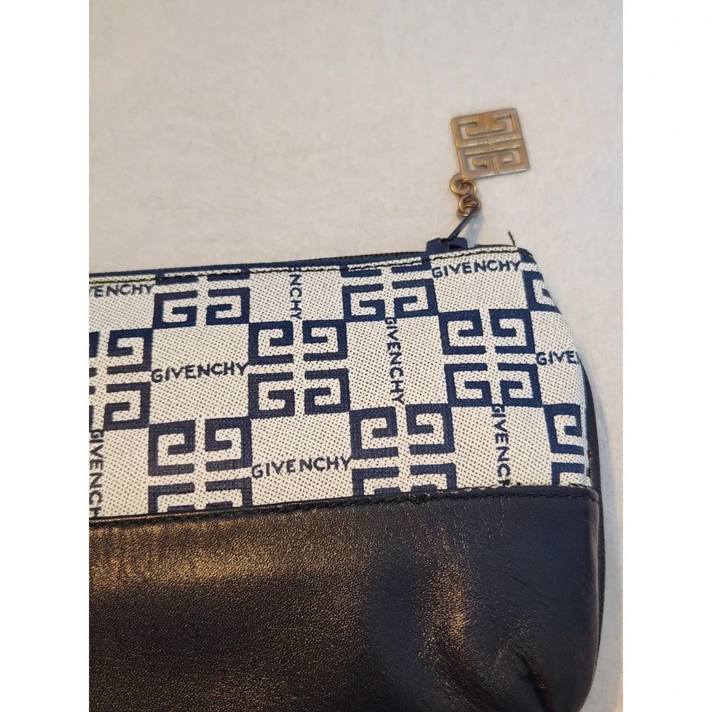 Givenchy vintage leather clutch bag Purse Makeup Cosmetic COA Authentic Blue
